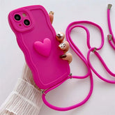 3D Love Heart Case with Lanyard Strap